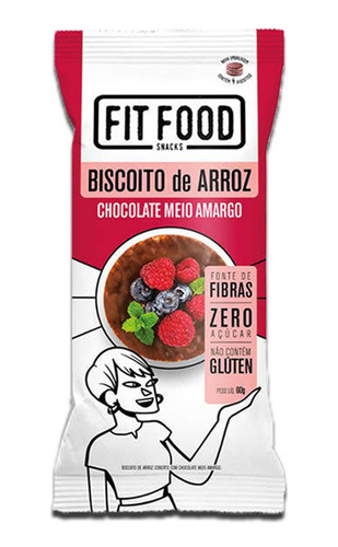 Biscoito De Arroz Chocolate Meio Amargo Fit Food 60g