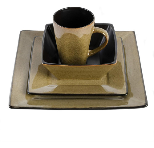 Gibson ® elite Kiesling Vajilla Para 4 Personas 16pz Gres Ev Color Marrón Homewares