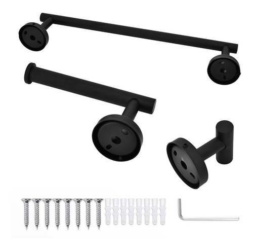Imagen 2 de 10 de Set De 5 Accesorios De Baño Acero Inoxidable Negro