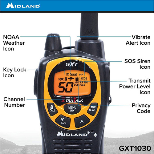 Midland - Gxt1030vp4, 50 De Canal Gmrs Radio De Dos Vías - H