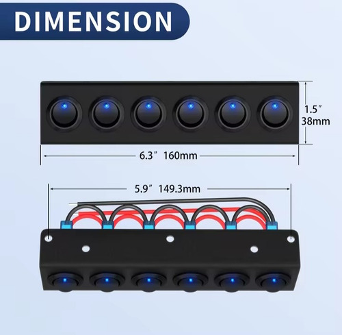 Panel Interruptores 6 Switch Encendido Universal Autos 12v