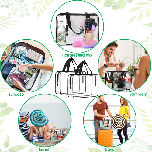 10 Bolsas Grandes De Maquillaje Transparentes Impermeables,