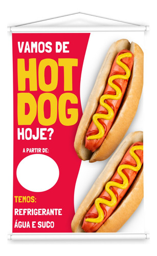 Banner Hot Dog Cachorro Quente Lanche Prensado Com Caneta