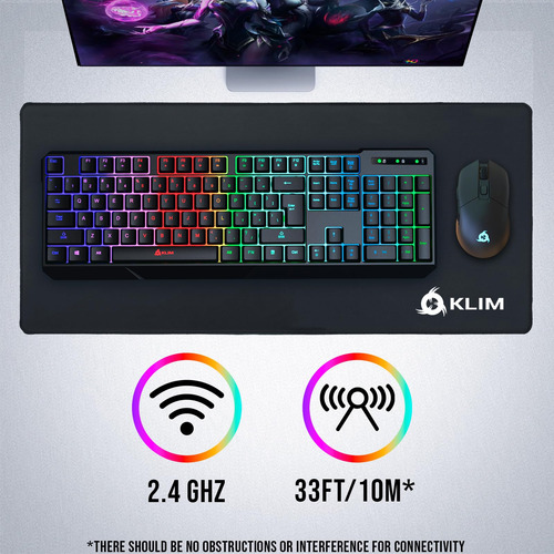 Teclado Inalámbrico Para Juegos Klim Chroma Rgb Con Barra Re