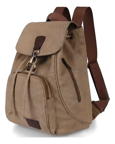 Go-done - Mini Bolsos De Nilón Para Damas Kakhi Color Marrón Correa De Hombro Marrón Oscuro Diseño De La Tela Liso