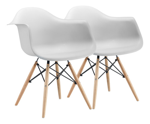 Set X 2 Sillon Silla Comedor Diseño Eames Dsw Patas Madera