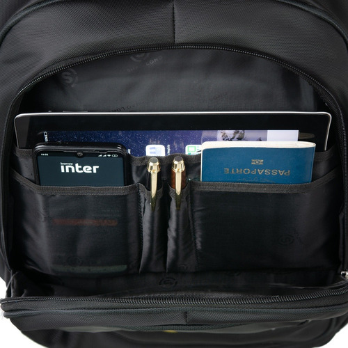 Mochila Bolsa Para Notebook 15,6'' Impermeável Shaolong Ad11 Cor Preto Desenho Do Tecido Geométrico