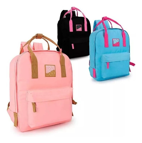 Mochila Cartera Trendy Livianda Reforzada Estilo Y Comodidad Azul Liso