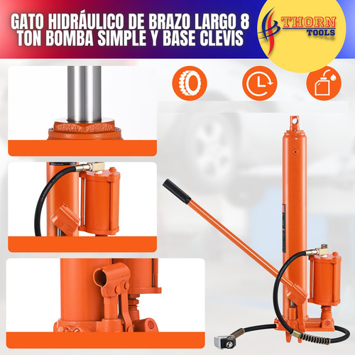 Gato Hidráulico De Largo Alcance 8 Toneladas Base Clevis
