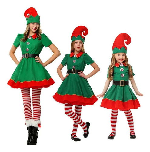 Disfraz Niña Pequeña Duende Navidads Ayudante Santa Elfa