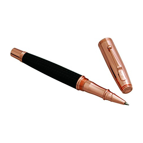 Bolígrafo Invincia Rose Gold Fibra De Carbono Negra (m...