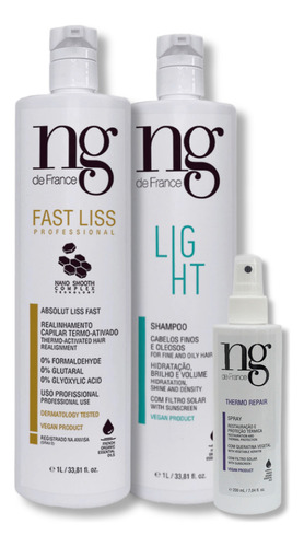 Ng De France Kit Fast Liss + Spray Thermo + Sh. Light 1l