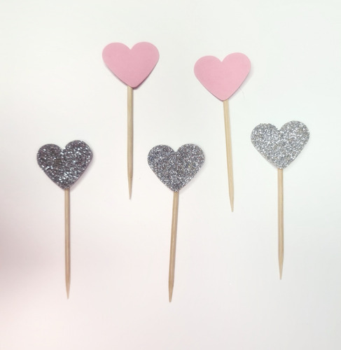 Imagen 1 de 2 de Topper Decoración - Casamiento - Corazones X 10 Unidades