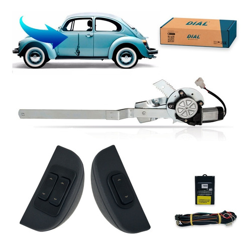 Kit Vidro Eletrico Fusca De 1959 A 1996 2p Com Quebra Vento