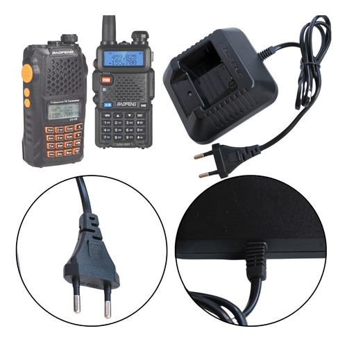 2 Base Carregador Baofeng De Rádio Ht Uv5r U-5ra Uv6r Bivolt
