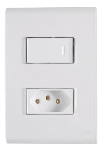 Interruptor Simples + Tomada 10a Liz Modulado Tramontina Cor Branco