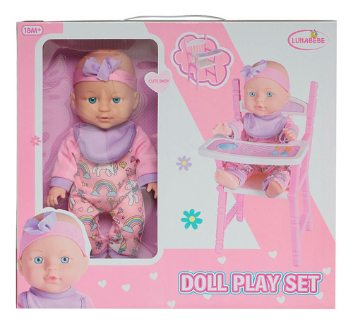 Muñeca Bebe Con Accesorios Y Sillita Juguete Niñas 28 Cm