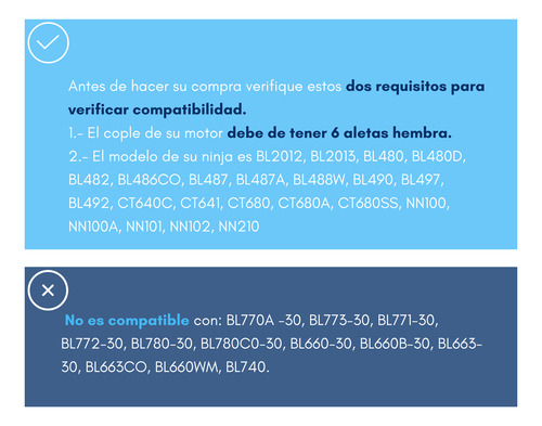 Ninja 4 Vasos 18oz, 2 Aspas 6 Aletas Hembra Y Empaques