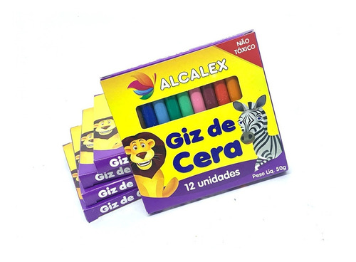 Kit 5 Caixas De Giz De Cera E 5 Caixas Massa Modelar