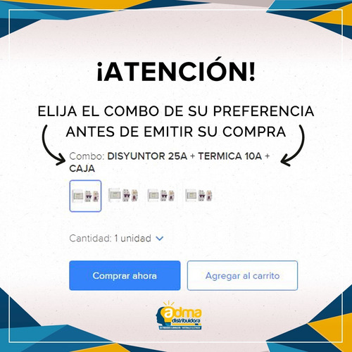 Kit Instalación Domiciliaria Termica Disyuntor Caja Baw 25a