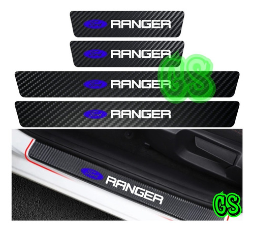 Sticker Adhesivo Cubre Zocalo Ranger Fibra Carbon Protector