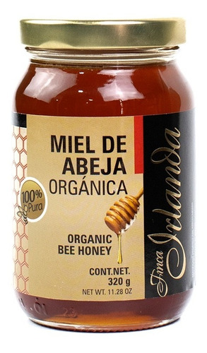 Miel De Abeja Orgánica 100% Pura, 320 Gramos. Finca Irlanda