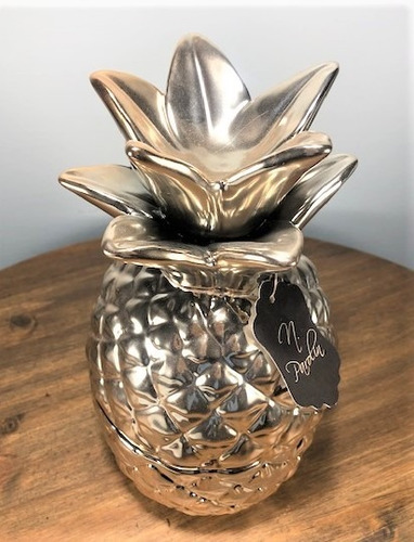 Imagem 3 de 6 de Pote Cerâmica Abacaxi Rose Gold 28cm