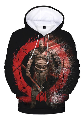 Sudadera Estampada Con Capucha Masculina De God Of War 3d