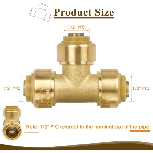 Conector En Forma De T 1/2puLG Push Pex/cobre/cpvc/latón (pa