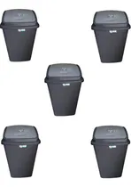 Comprar Cesto Para Basura Negro Con Tapa Balancin 50 Litros 5 Piezas
