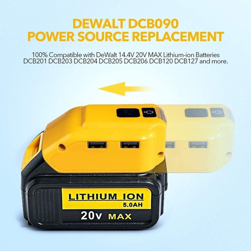 Su Adaptador Usb Y Linterna Led For Bateria Dcb090 Dewalt