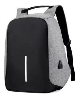 Mochila Anti Robo Impermeable Porta Notebook Con Salida Usb Para Conectar Smartphone Y Power Bank Gris