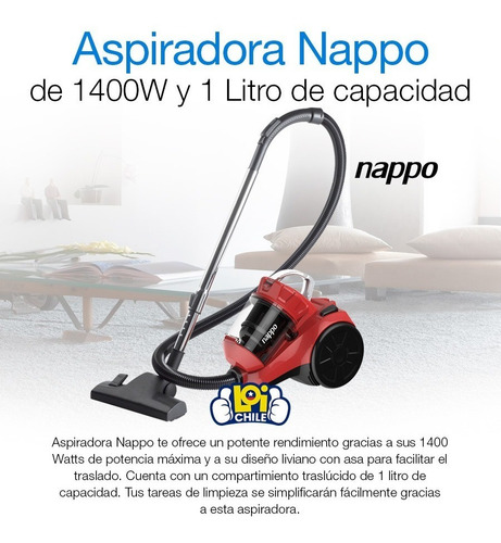 Imagen 2 de 7 de Aspiradora Nappo 1 Litro 1400w Filtro Hepa Lavable Negro
