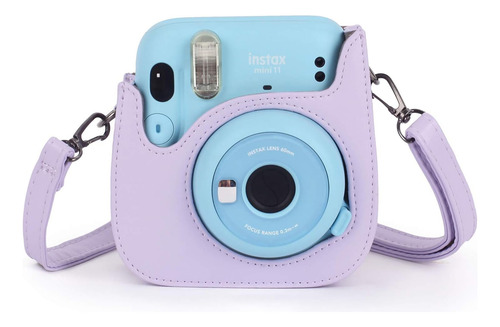 Funda Para Camara Instax Mini 11 Phetium Morado + Correa