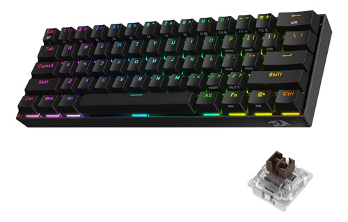 Teclado Inalámbrico Redragon Draconic Pro K530 Rgb 60% Negro