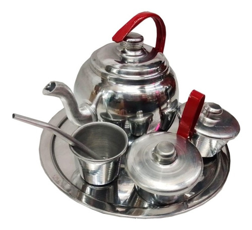 Juego De Mate Aluminio Infantil Set Completo Con Bandeja