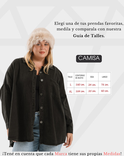 Camisa Jean Camisero Mujer Cuello Clasico Talles Especiales