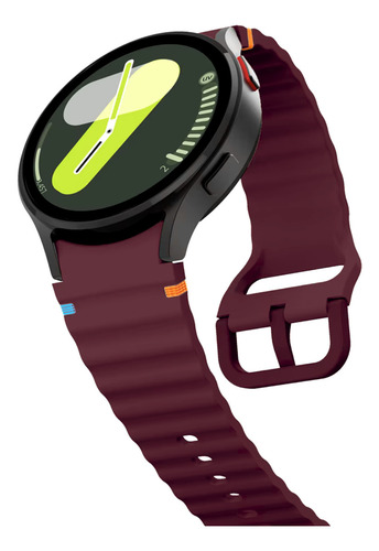 Pulseira Fecho Silicone Respirável Para Galaxy Watch 4 5 6 7 Cor Vinho