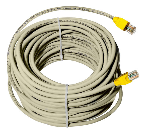 Cable De Internet Cat 6 Utp Cobre Puro 60mts Gris Satra