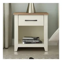 Comprar Mesa De Noche Xenna Tu Mesita Melamina 2 Caj. Blanco\u002Froble