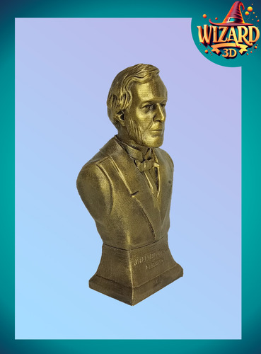Busto Juan B. Alberdi - Pintado - Imp 3d Pedestal Bronce