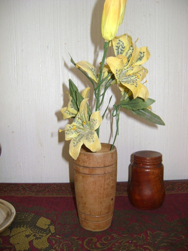 Antiguo Florero Y Pedestal O Base Para Estatuilla Madera 126