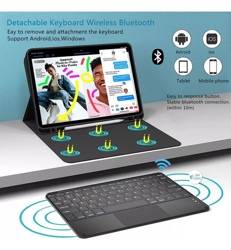 B Funda+teclado Sensible Al Tacto For Galaxy Tab S9 Fe 10.9