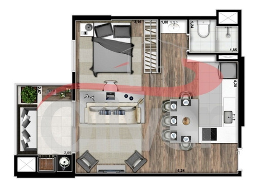 Imagem 6 de 30 de Igloo, Apartamento 1 Dormitorio, 1 Vaga De Garagem, Vila Izabel, Curitiba, Parana - Ap00280 - 32978827