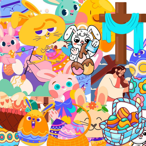 Kit Imprimible Pascuas: Cliparts Png + Papeles Digitales