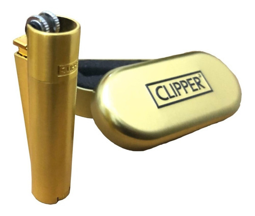 Encendedor Clipper Metal Dorado De Lujo Con Estuche, Recarg