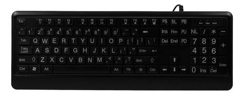 . Teclado Com Fio De Letras Grandes Branco Negrito Letras