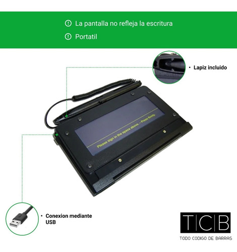 Imagen 2 de 4 de Pad Firma Electronica Topaz T-s461 Slim 1x5 Usb Portable