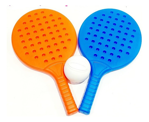 Juego Paletas Plastico Con Pelota Y Bolsa De Red