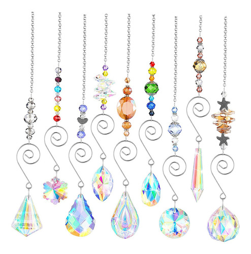 9 Piezas De Cristales , Colgantes Suncatchers Beads Chain